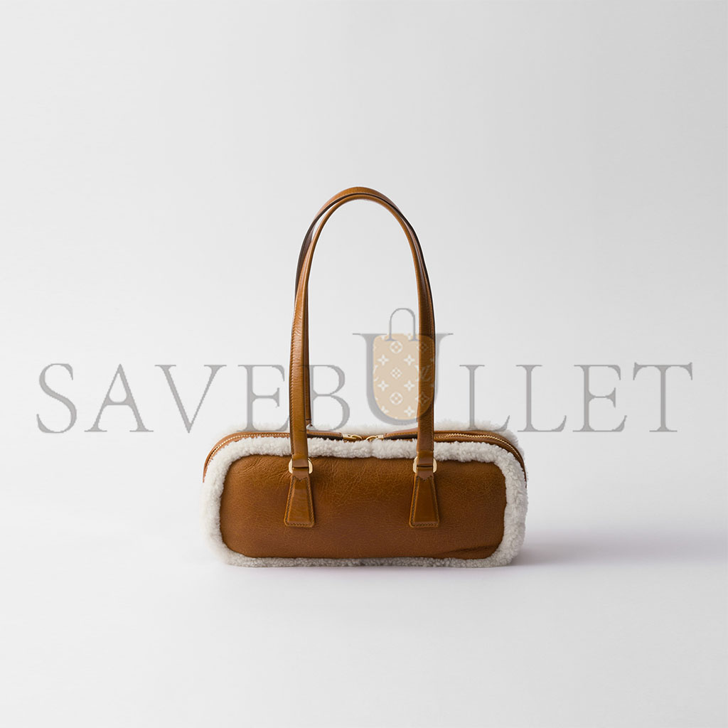 Pra*a medium shearling two-handle bag 1bb124 (27*12*6cm)